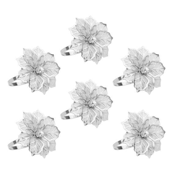 AOOOWER 6pcs Decorative Flower Shape Napkin Rings For Weddings, Holidays, And Home Use