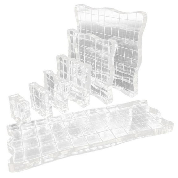 AOOOWER 7pcs/set Transparent Acrylic Clear Stamp Block Pad Scrapbooking DIY Handmade Tool Curve Edges Stamping