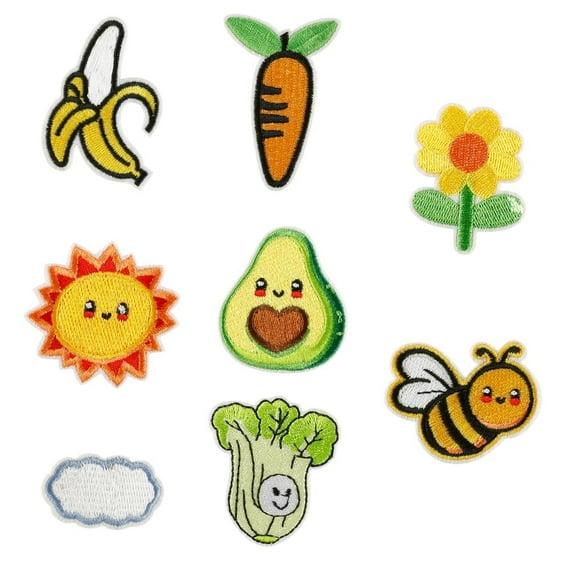 AOOOWER 8 Pcs Banana Repair Patches Bees Iron on Patches Embroidered Patches Flower Sewing Patches for Clothes Backpacks Hat