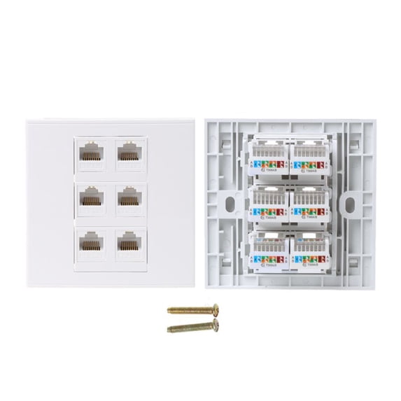 AOOOWER 86 Type Computer Socket Panel CAT5E Network Module RJ45 Cable Interface Outlet