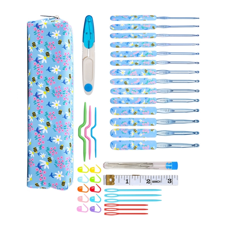 AOOOWER 9/12Pcs Ergonomic Handle Crochet Hook for Knitting Weaving Craft Beginner Crochet Hook Set 2.0mm-6.0mm OR 2.0mm-8.0mm