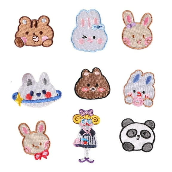 AOOOWER 9 Pcs Lovely Animal Repair Patches Iron on Embroidered Patches Cartoon Panda Sew On Decorative Appliques for Clothes Hat