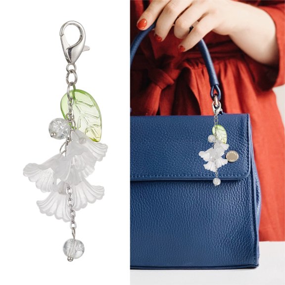 AOOOWER Acrylic Flower Leaf Lobster Clasp Keychain Floral Shape Key Chain Accessory