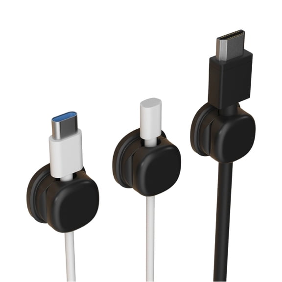 AOOOWER Adjustable Angle Adhesive Cable Clips 3Pcs Secure Cord Organizers for Desk Wall
