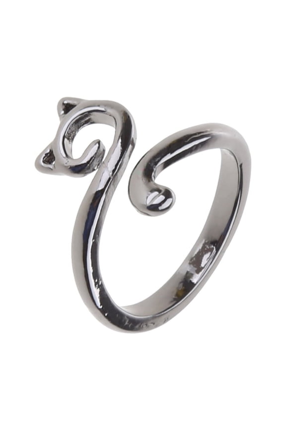 Adjustable Open Rings for Women Dainty Cute Cat Long Tail Finger Ring Knitting