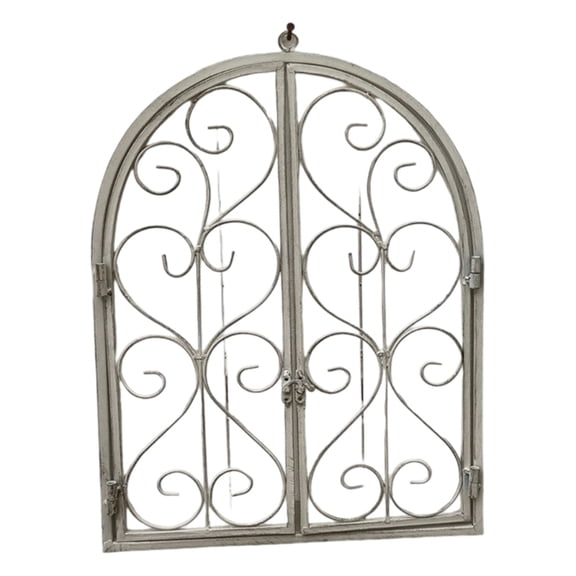 AOOOWER Antique Metal Wall Art Window Frame Ornament With Arched Design For Living Room Bedroom Garden Wall Hanging Decors