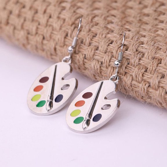 AOOOWER Artist Jewelry Decor Colorful Paint Palette Dangle Earrings Trendy Drop Earrings