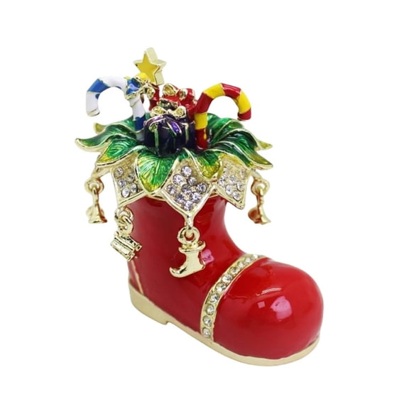 AOOOWER Artistic Enamel Crafted Holiday Boot Shaped Decorative Box Seasonal Decoration