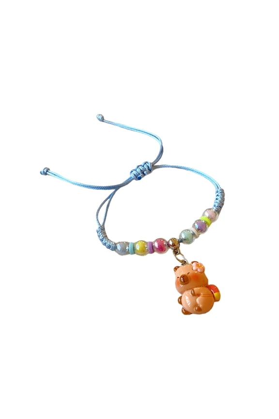 Artistic Resin Bracelet Capybara Charm Bracelet Handwoven Cord Bracelet Present for Youthful Trendsetters and Art Lovers