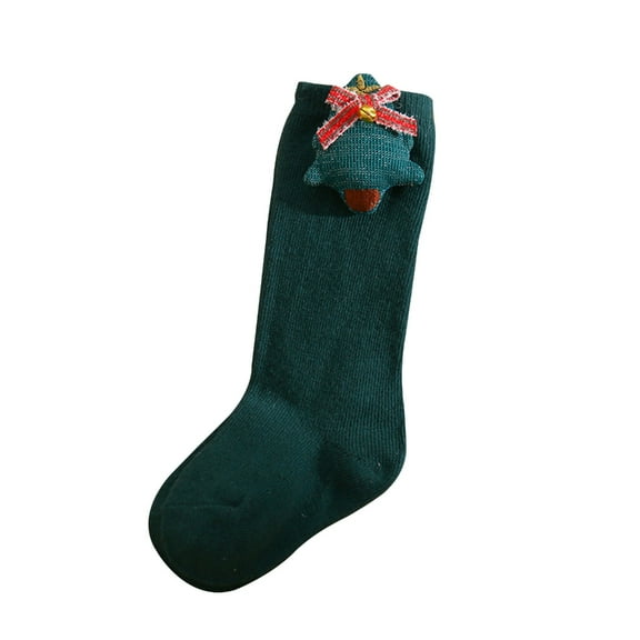 AOOOWER Baby Girls Tube Socks Santa Claus Toddler Breathable Cotton Socks for Toddler