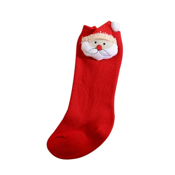 AOOOWER Baby Girls Tube Socks Santa Claus Toddler Breathable Cotton Socks for Toddler