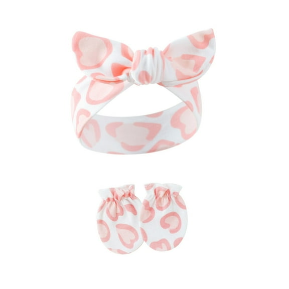 AOOOWER Baby Hair Accessories Cotton Head Wrap Gloves for Girls Kids Toddler