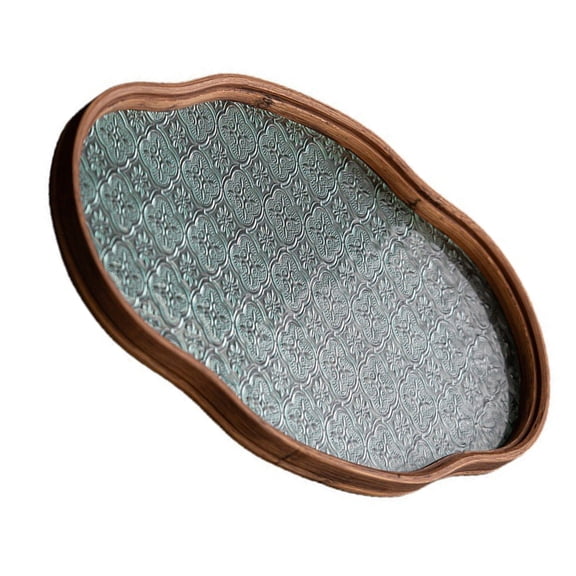 AOOOWER Beautiful Hand Paint Flower Design Glass Tray For Coffee Table Or Countertop