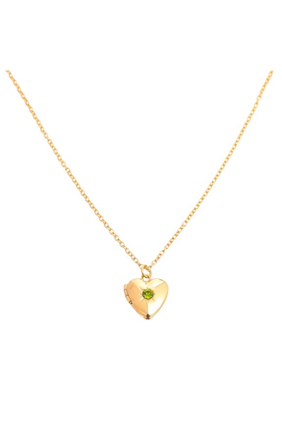 Birth Stone Heart Shape Photo Box Pendant Necklace Anniversary Gift for Women