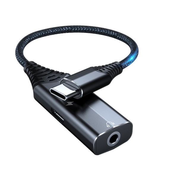 AOOOWER Black/ Green/ Silver TYPEC Digital Audio Adapter Mobile Phone Charging Headset Typec Adapter 2 in 1 Adapter
