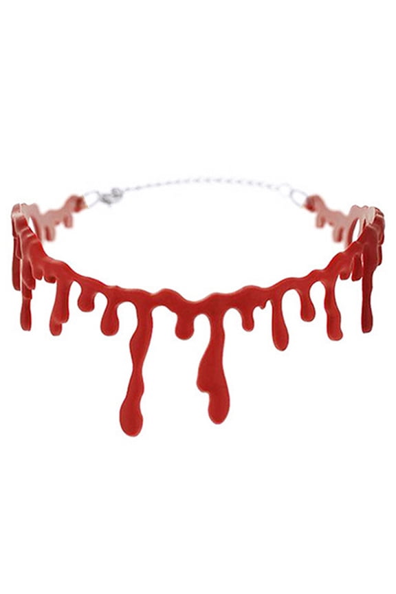 Blood Drip Choker Fake Throat Cut Bloody Neck Slit Creepy Necklace