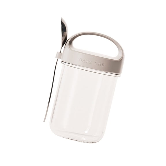 AOOOWER Breakfast Cup With Attached Measuring Spoon Shatter Resistant Glass Construction Food Container For Daily Nutrition