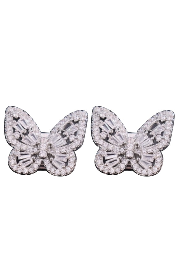 Butterfly Rhinestones Clip on Earbuds Open Ear, Removable Ear Accessories Decor