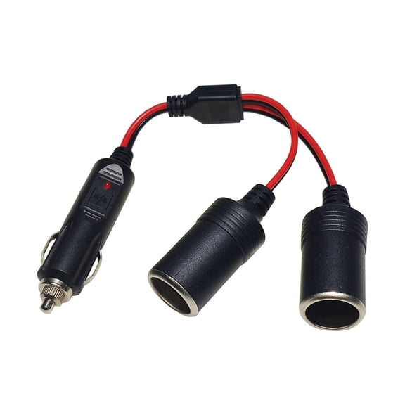 AOOOWER Car Cigarette Lighter Cable Adapter 1 in 2 out Male to Double Female Y Splitter