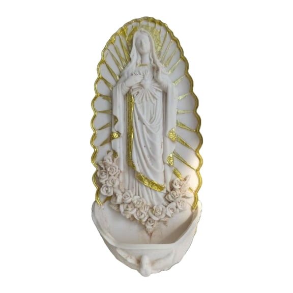 AOOOWER Catholic Quick Mount Resins Prayer Fountain Holy Water Font For Devotional Use
