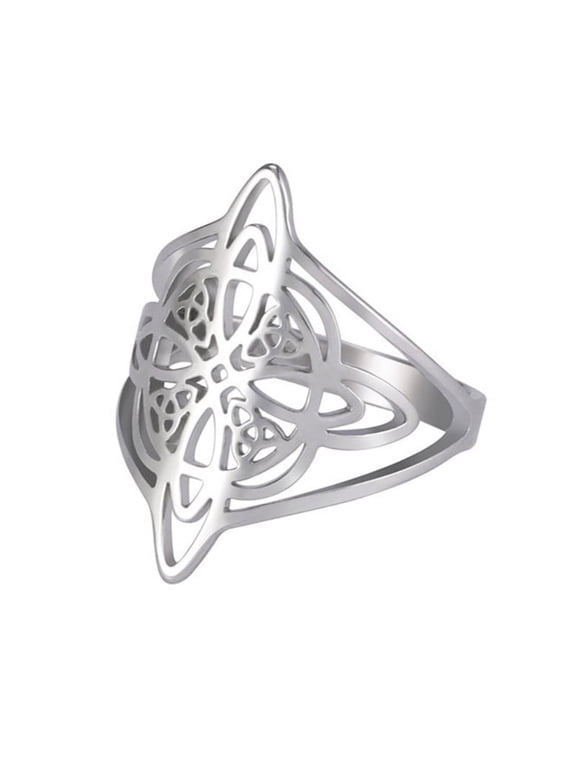 Celtic Knot Wide Statement Ring Fashion Witches Knot Ring Unique Finger Ring Amulets Jewelry Birthday Gift for Women Men