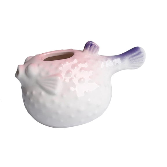 AOOOWER Ceramic Pufferfish Planter Vases Fish Shape Succulents Pot for Desk Windowsill Living Room or Office Tabletop Decors