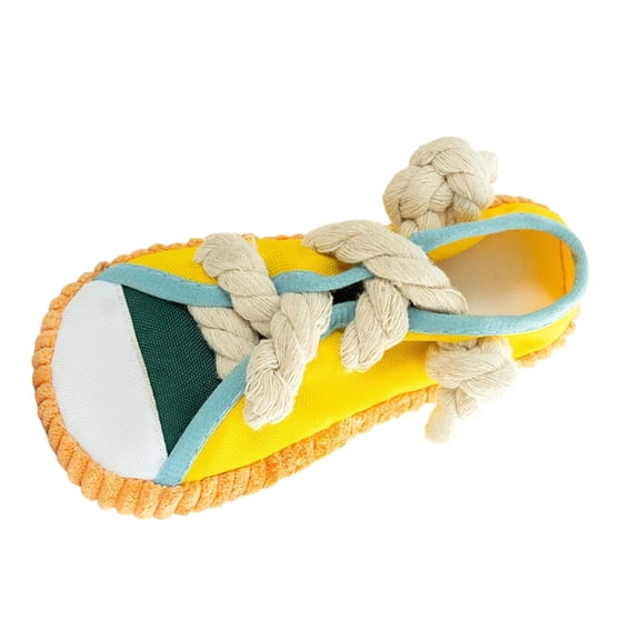 AOOOWER Chewable Shoe Dog Squeaky Toy with Teething Rope for Various Size Dog Enrichment