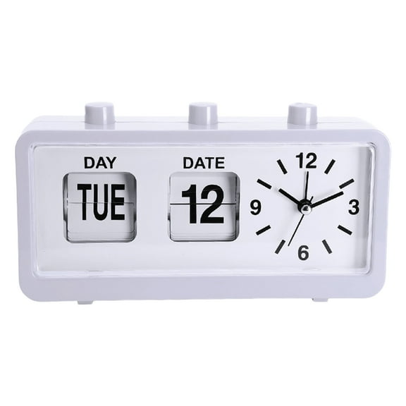 AOOOWER Classical Retro Manual Analog Flipped Calendar Desk Alarm Clock for Living Room