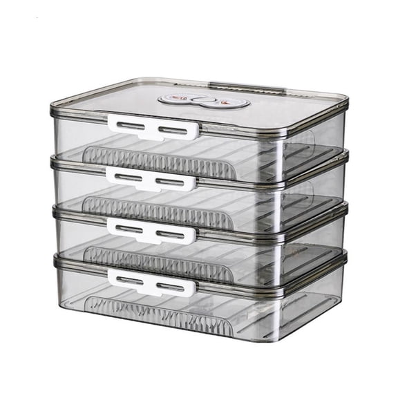 AOOOWER Clear Dumpling and Wonton Storage Box Stackable Freezer Container With Divided Compartments for Easy Organization