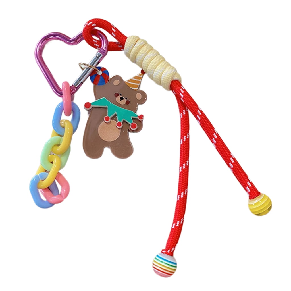 AOOOWER Colorful Acrylic Dancing Bear Keychain Love Heart Buckle and ...