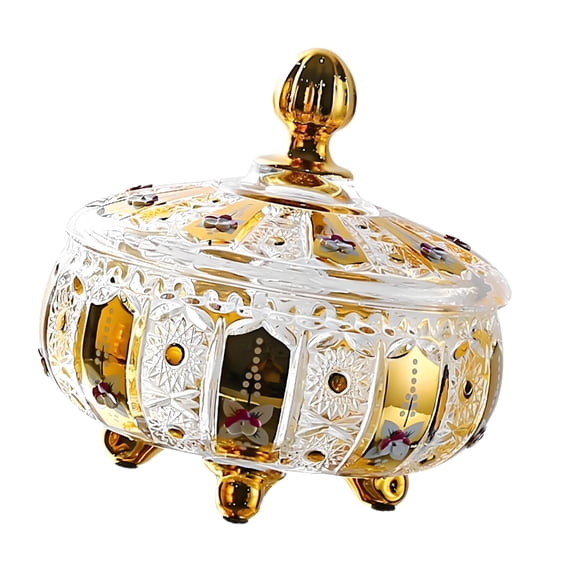 AOOOWER Colorful Candy Jar,Decorative Candy Dish Crystal Glasses Candy Bowl with Lid