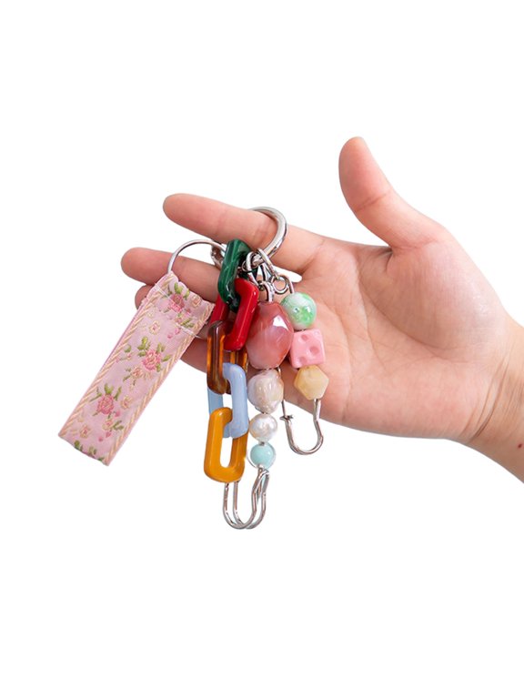 Colorful Macaron Beaded Keychain Braided Rope Key Chain for Parties And Travel