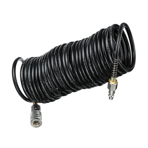 AOOOWER Compressed Air Hose with Quick Coupling Connection Flexible Polyurethane Recoil Air Hose 5m Length Stable for Air Tool
