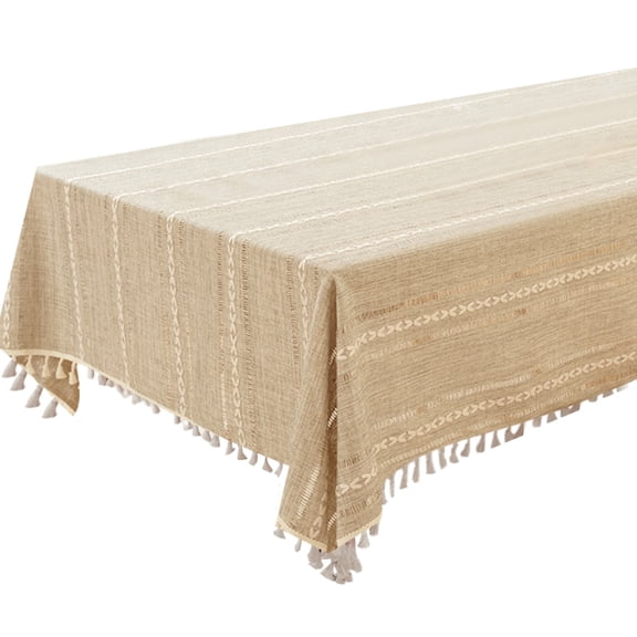 AOOOWER Contemporary Strips Jacquard Tablecloth Fade Resistant Easy Maintenance