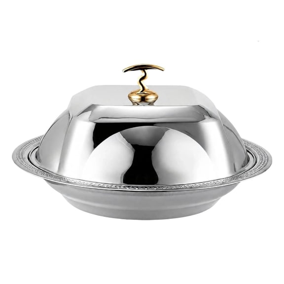 AOOOWER Covered Serving Tray in Stainless Steel with Lid for Table and Buffet Setups