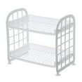thumbnail image 1 of AOOOWER Creative 2 Tier Hollow Out Plastic Foldable Shelf Countertop Cosmetic Storage Spice Rack Vanity Tray Bathroom Kitchen Tabletop Organizer, 1 of 19