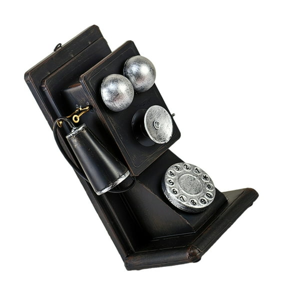 AOOOWER Creative Retro Telephone Model Metal Crafts Vintage Rotary Phone Statue for Nostalgics Home Decors and Desk Ornament