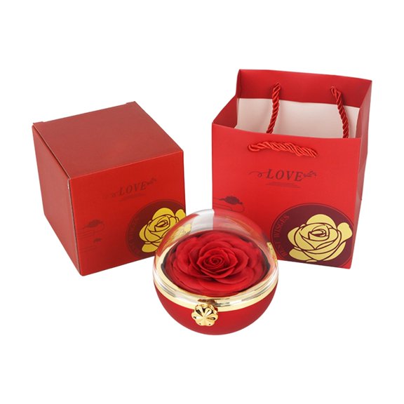 AOOOWER Creative Rotating Designs Flower Jewelry Holder Symbolizing Everlastings Love for Proposals and Anniversaries Storage