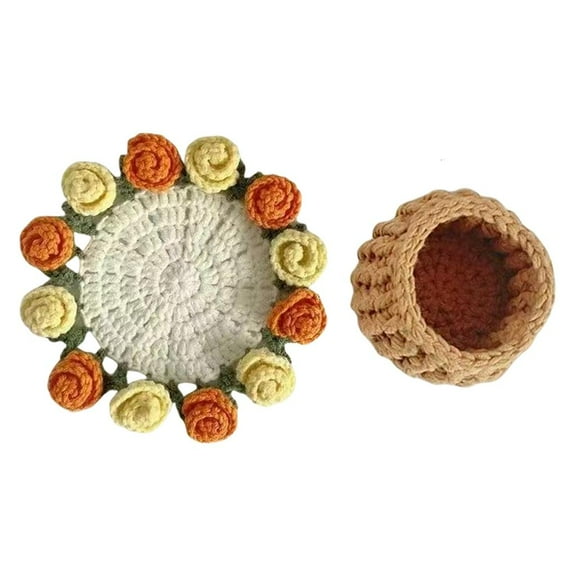 AOOOWER Crochet Kits Rose Bouquet Crochet Coasters Kits Coasters Crochet Starter Kits Flower Coasters Crochet Kits for Crafting