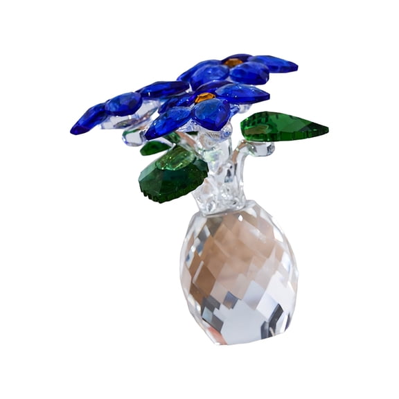 AOOOWER Crystal Rose Flower Figurines with Base,Glass Flower Bouquet Handmade Crystal Flower Collectibles Home Table Decors