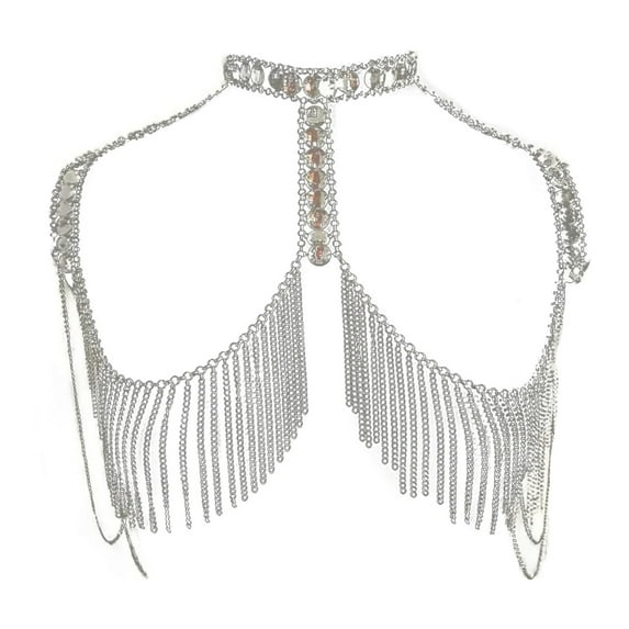 AOOOWER Crystals Tassels Arm Chain Multilayered Shoulder Body Jewelry for Ladies