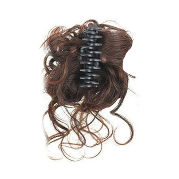 AOOOWER Curly Ponytail Hairpiece Clip In Claw Design For Voluminous Bun Hairstyle Dark Brown