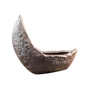 AOOOWER Curved Ceramic Cachepot for Small Houseplants, Tabletop Display Vessel with Stable Base and Rounded Edge for Desk, Shelf, and Windowsill Placement