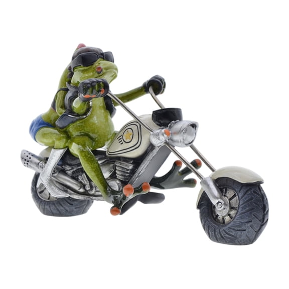 AOOOWER Cute Frogs Couple Riding Motorbike Resin Art Statue For Tabletop Shelf Display