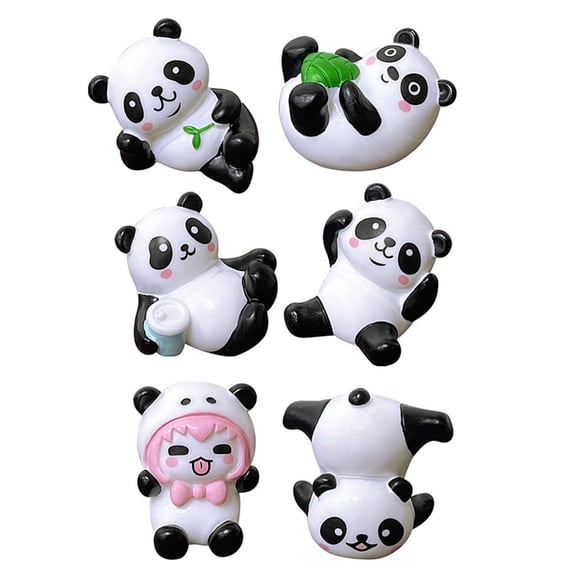 AOOOWER Cute Panda Figure Collection 6Pcs Cartoon Figurines Ornaments for Cake Toppers and Home Office Desktop Decors