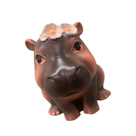 AOOOWER Cute Pygmy Hippo Sculpture Ornament for Children Room or Book Shelf Decoration
