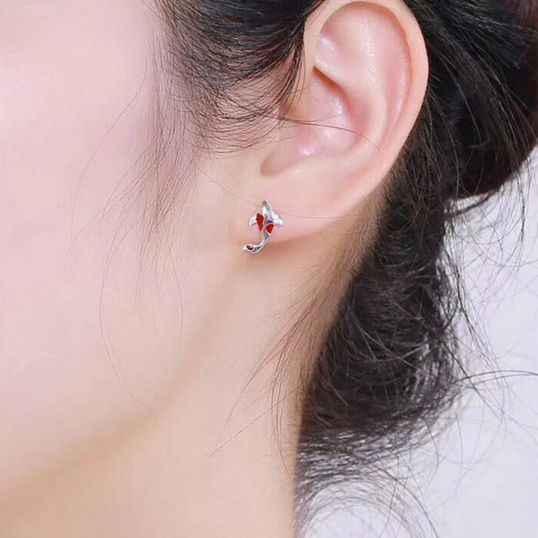 AOOOWER Cute Small Color Matching Simple Lucky Fish Stud Earrings