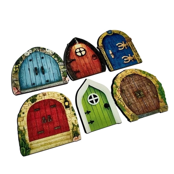 AOOOWER Cute Wooden Fairies Door Set For Garden Yard Tree and Outdoor Space Decoration