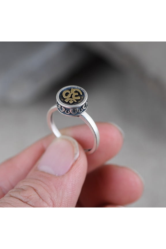 Decompression Rings Buddhist Tibetan Prayer Wheel Ring Six-character Mantra Finger Ring Good Luck Rotating Ring Band