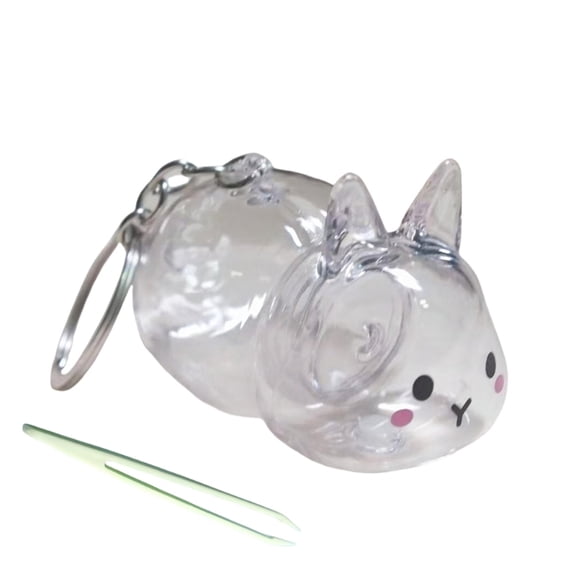 AOOOWER Decorative Plastic Pet Hair Storage Charm Keyring Rabbit Furs Collector Pendant